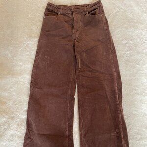 Wide leg brown corduroy pants